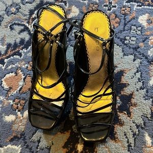 Bebe platform heels. Size 8. Black with gold fittings.